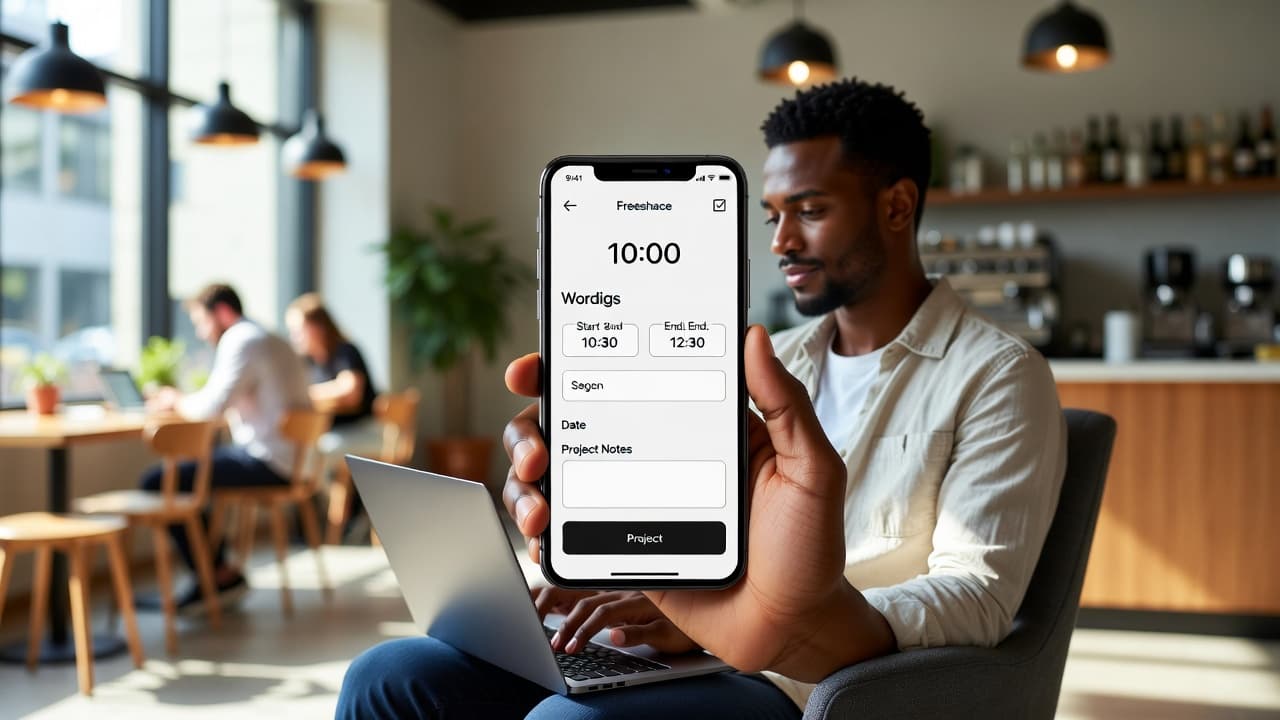 Freelancer nutzt Stundenzettel App kostenlos auf dem Smartphone