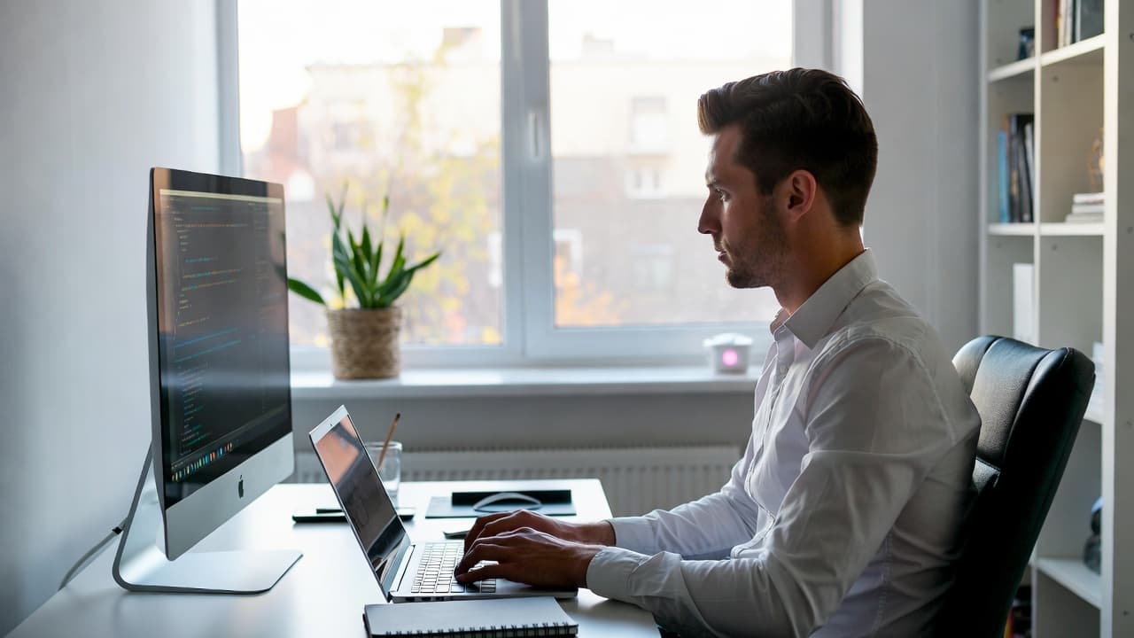 IT Consultant bei der Arbeit mit Zeiterfassungssoftware
