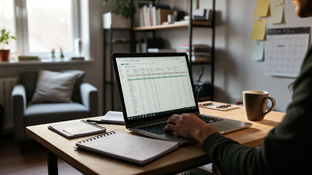 Freelancer erfasst billable und non-billable Stunden am Laptop