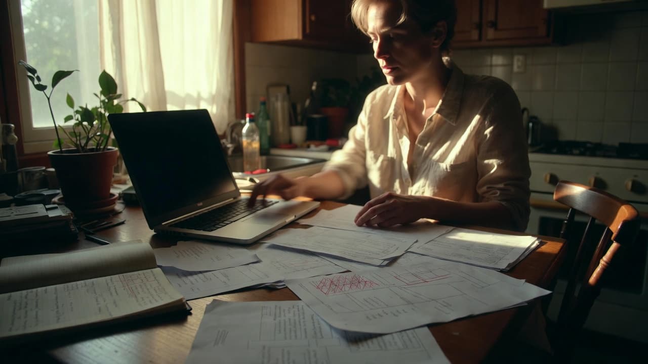 Freelancer with notes doing manual time tracking