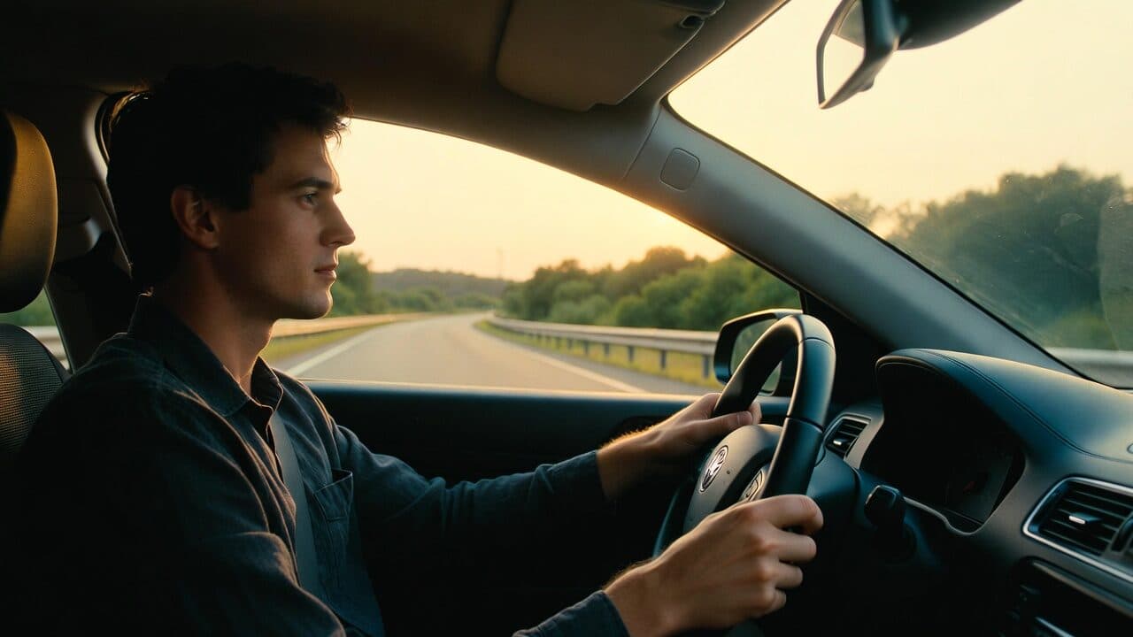 Professional driving on highway in daylight for accurate travel time tracking