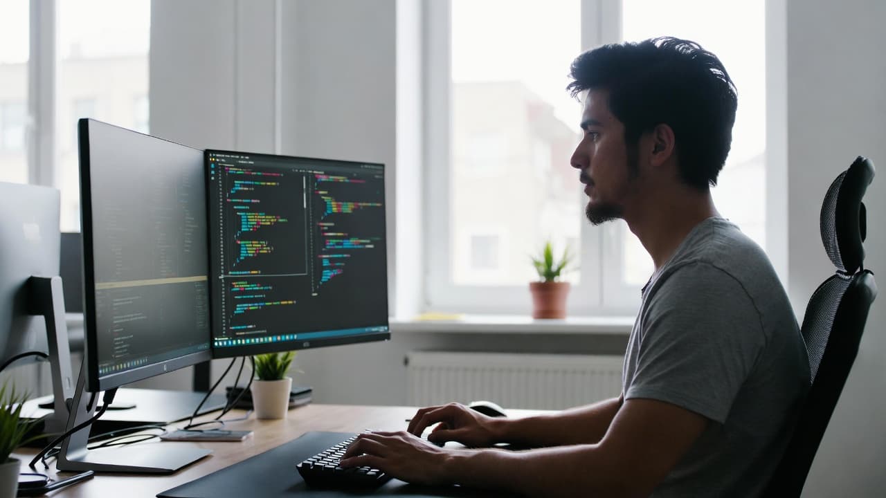 Softwareentwickler bei der Arbeit mit Zeiterfassung im modernen Büro