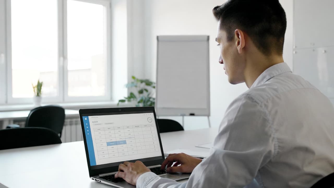 IT-Trainer bei der Vorbereitung eines Workshops mit Zeiterfassungs-Software