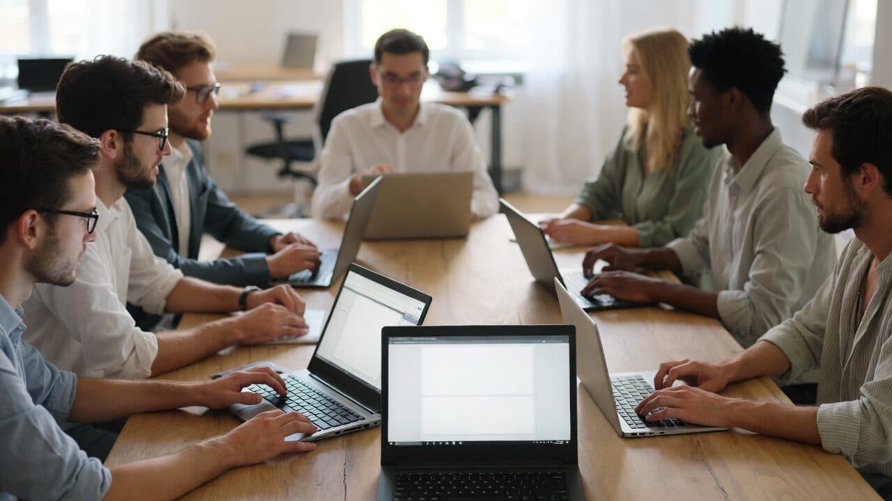 Team arbeitet gemeinsam mit der Jomawo Zeiterfassung